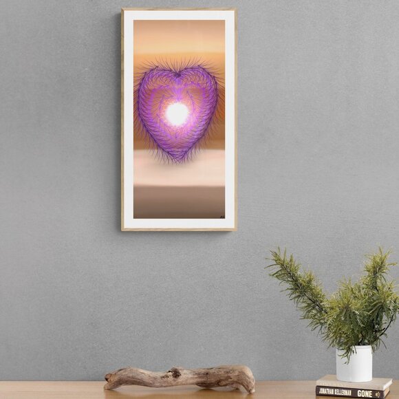 Violet Glowing Heart | Valentine’s Day | romantic art | love| Minimalist Print - Picture 3 of 3
